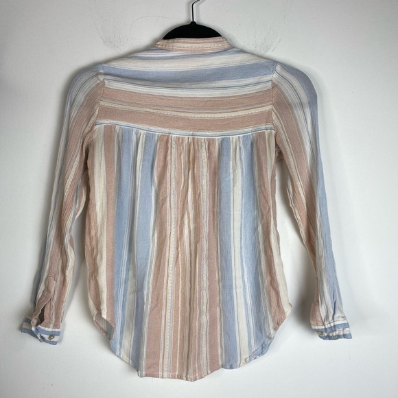 AG Adriano Goldschmied Jess Long Sleeve Striped Peasant Top Shirt XS - Picture 3 of 6